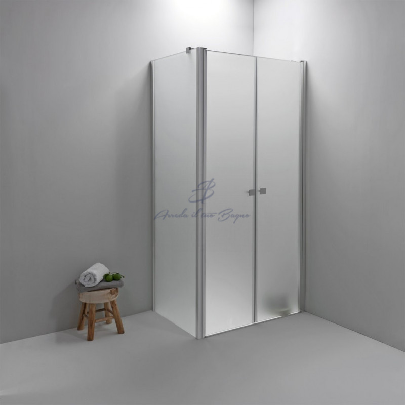 Box doccia porta saloon 100 cm vetro temperato opaco apertura interna ed  esterna - Lost
