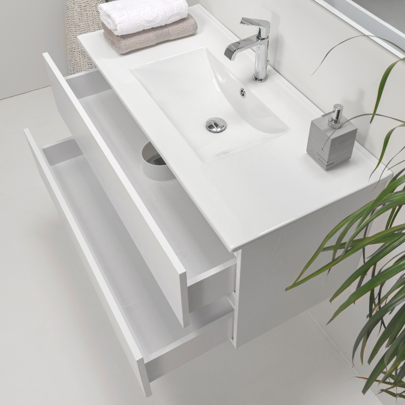 Bove colonna bagno moderno bianco lucido mobile sospeso 1 anta