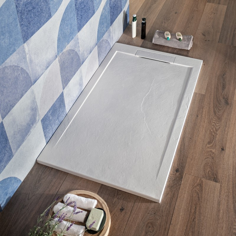 Piatto doccia rettangolare 90x120 colore grigio finitura pietra filo  pavimento